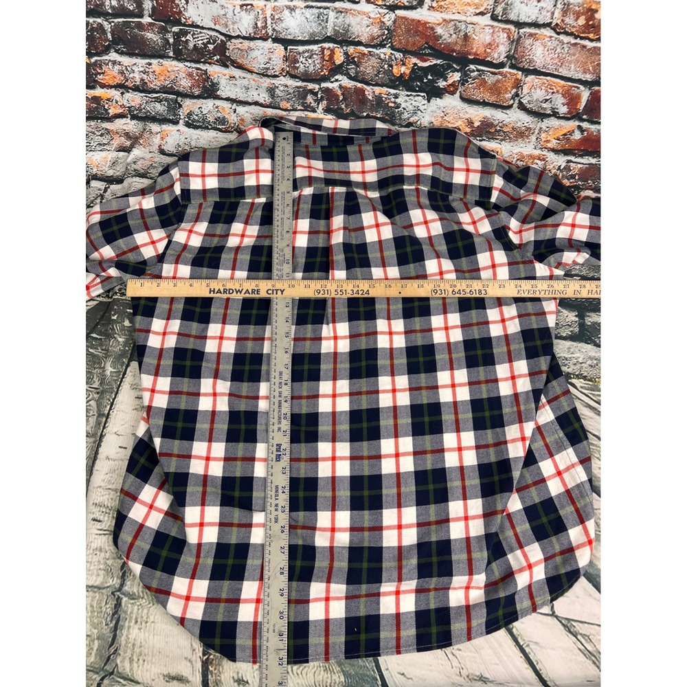Vineyard Vines Mens XXL Classic Fit Whale Shirt Plaid Cotton Flannel Navy Red - Picture 5 of 5